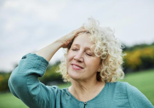 Woman happy with hair